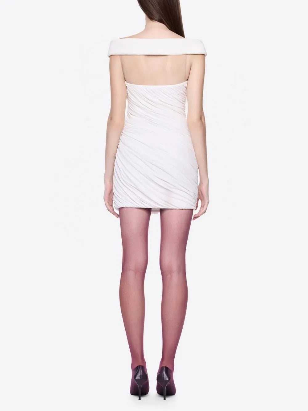 Marlowe White Off-Shoulder Ruched Mini Dress Flowering Girl