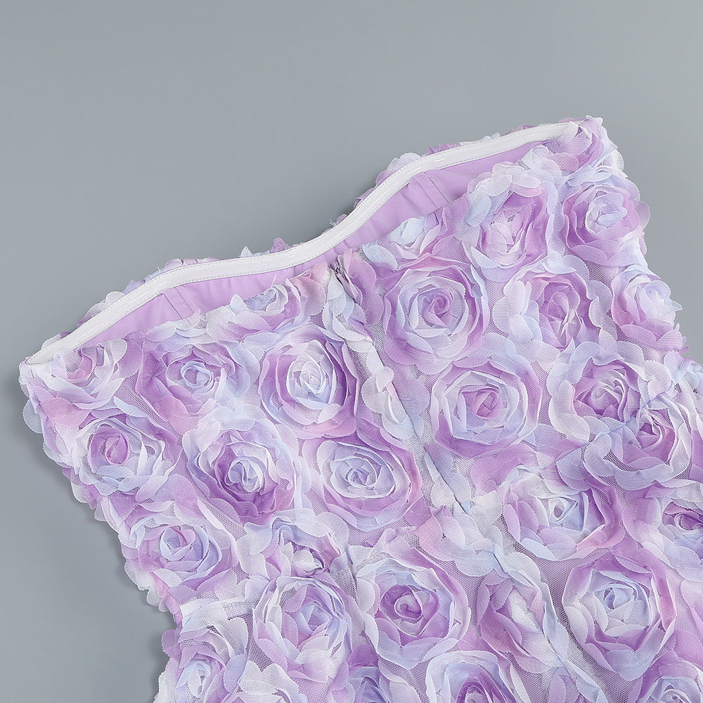 Berke Purple Flower Mini Dress Flowering Girl