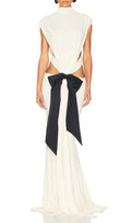 Elisae White Bow Cutout Maxi Dress Flowering Girl
