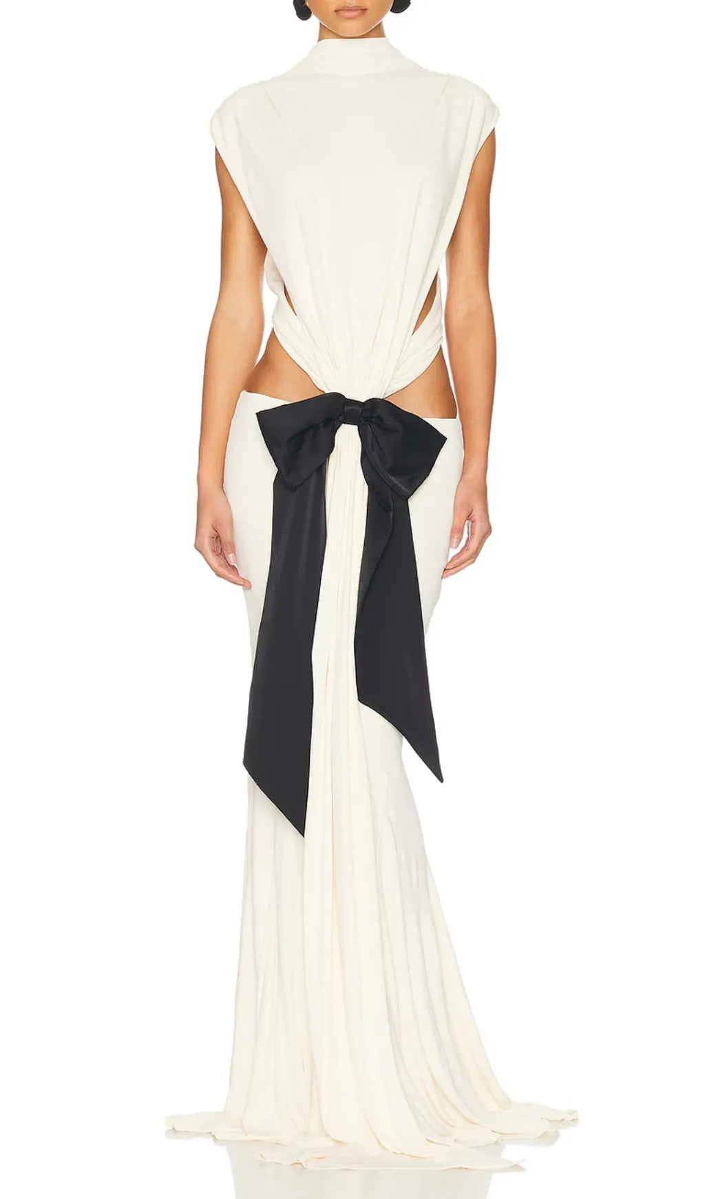 Elisae White Bow Cutout Maxi Dress Flowering Girl