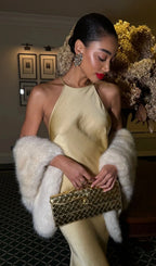 Laure Light Gold Backless Maxi Dress Flowering Girl