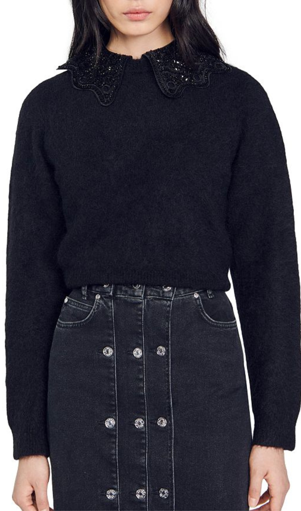 EMBELLISHED COLLAR SWEATER Flowering Girl