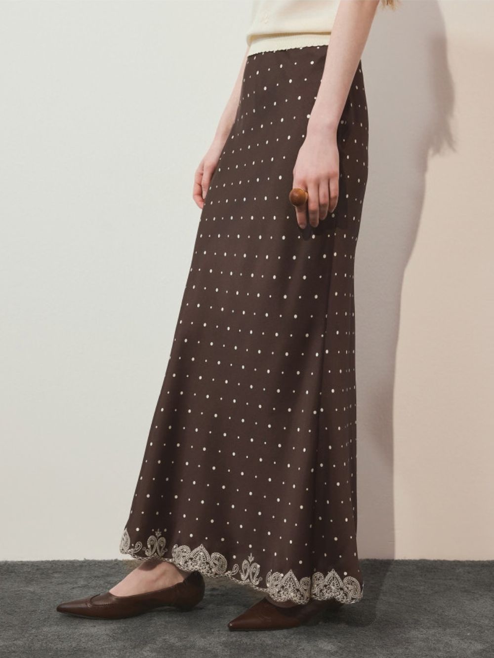 Minah Polka Dot Satin A-line Skirt Flowering Girl