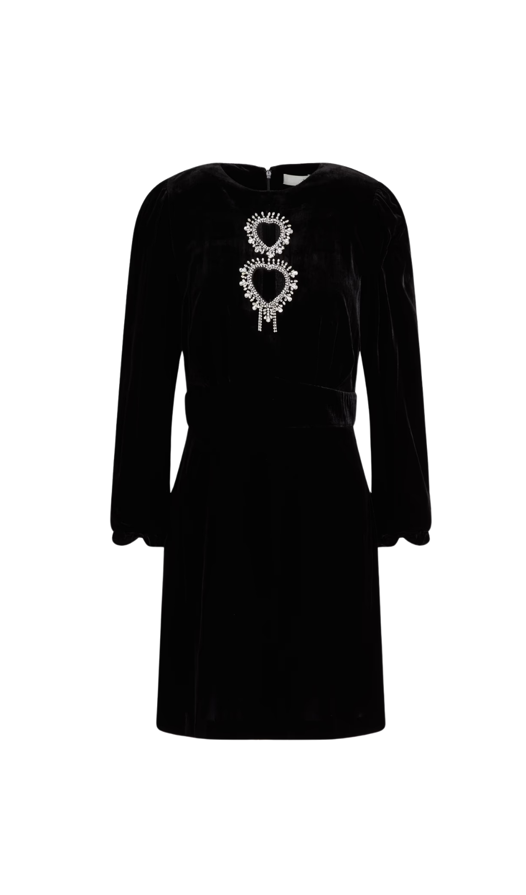 Cutout Crystal-Embellished Velvet Mini Dress In Black Flowering Girl