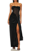 Kahlani Black Strapless Corset Maxi Dress Flowering Girl