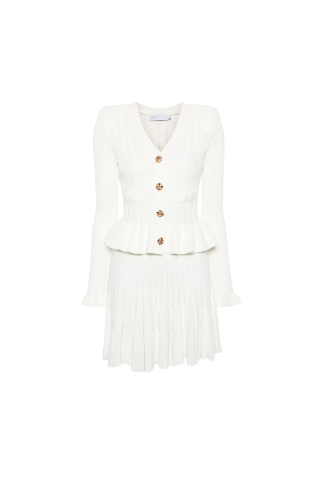 White Knit Peplum Mini Dress Flowering Girl