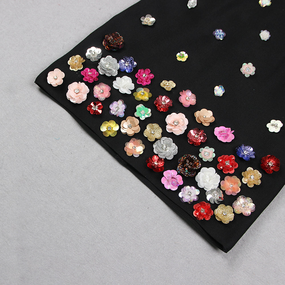 Halter Embellished Flowers Mini Dress Flowering Girl