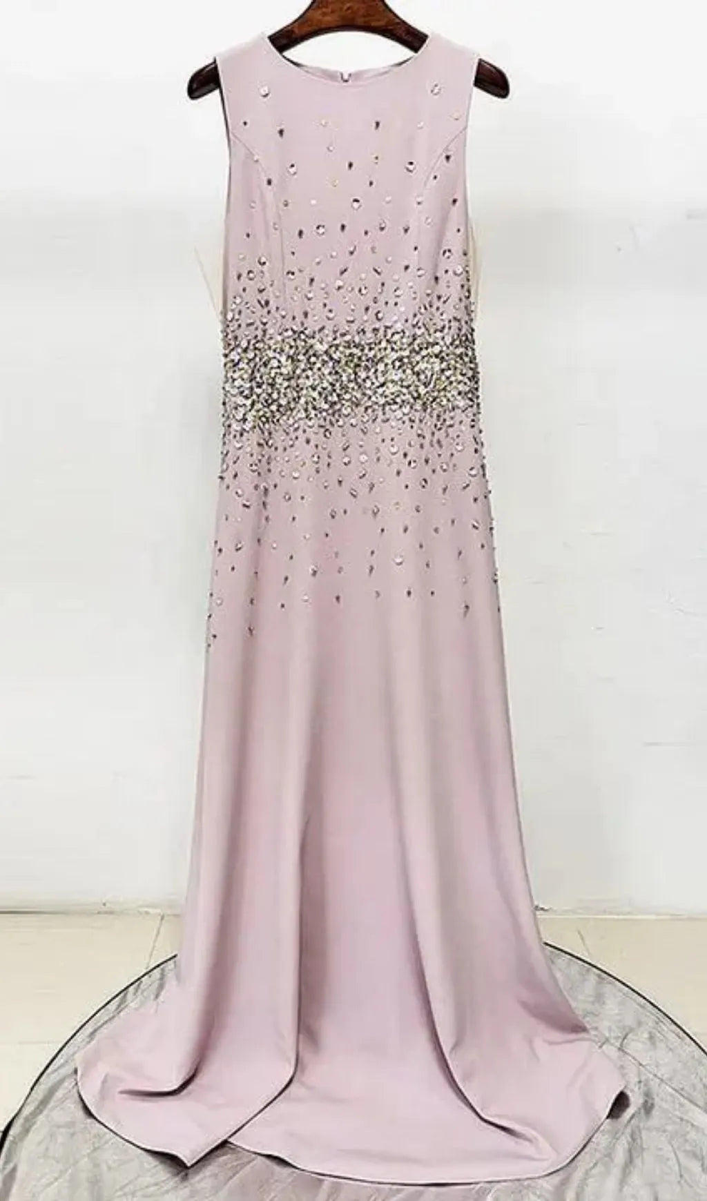 Pandora Beaded Rhinestone Sleeveless Maxi Dress - Pink Flowering Girl