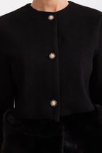 Maureen Faux Fur Co-Ord With Jacket And Skirt - Black Flowering Girl