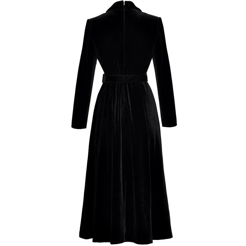 Sequin Embroidered Velvet midi Dress in black Flowering Girl