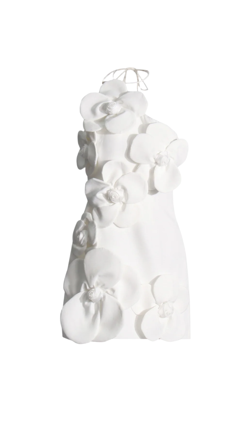Emily Flower Halter Neck Mini Dress In White Flowering Girl