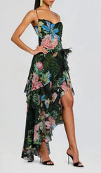 Kinnia Printed Backless Maxi Dress Flowering Girl