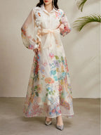 Maru Apricot Printed Maxi Dress Flowering Girl