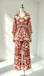 Madrona Printed Long Sleeve Two-Piece Set Flowering Girl