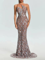 Liora One Shoulder Crystal Maxi Dress Flowering Girl