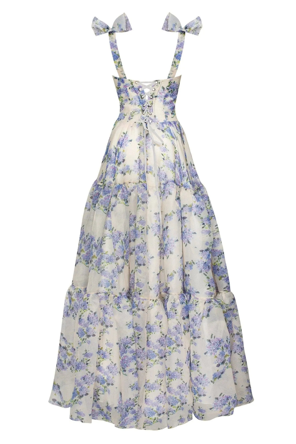 Hydrangea Tender Floral Maxi Tie-Strap Dress Flowering Girl