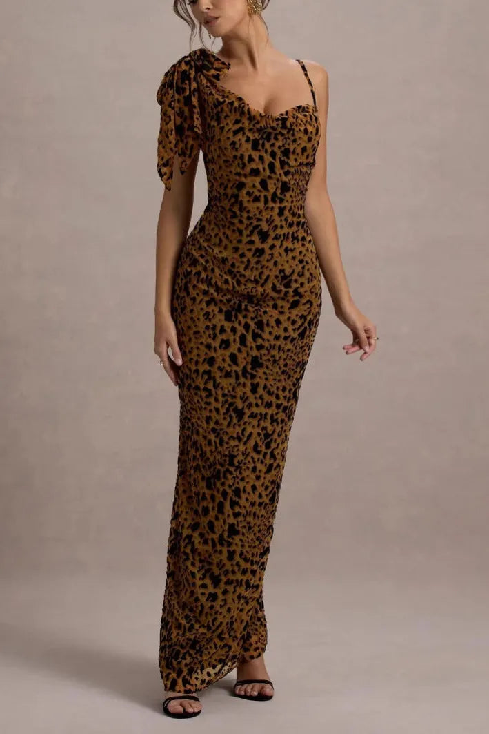 Leopard Print Slip Maxi Dress Flowering Girl