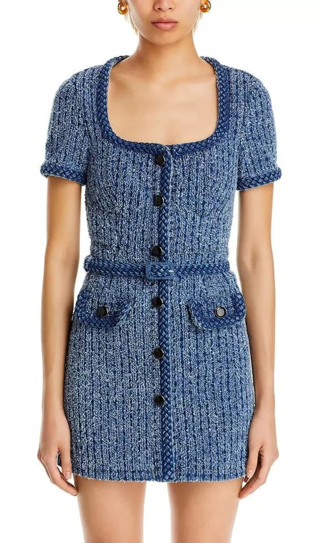 Beckett Braided Trim Textured Mini Dress Flowering Girl