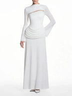 Marva Long Sleeve Ruched Maxi Dress Flowering Girl