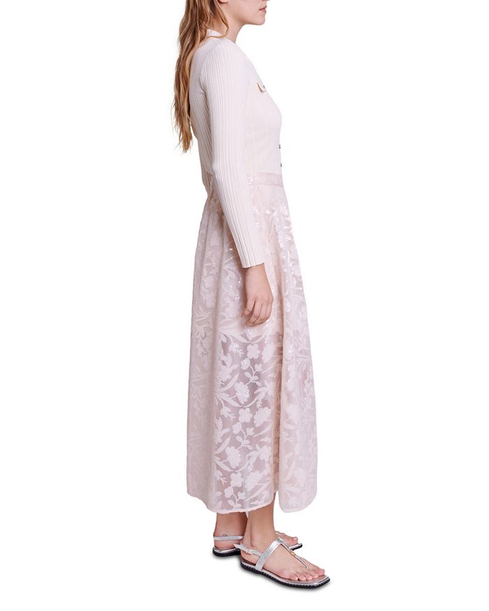 JUPON MESH FLORAL EMBROIDERED MAXI SKIRT Flowering Girl