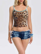 Ordelian Leopard Sequin Crop Top Flowering Girl