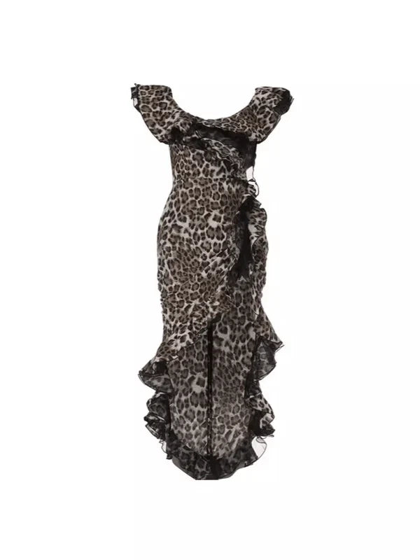 Ike Off Shoulder Leopard Print Dress Flowering Girl