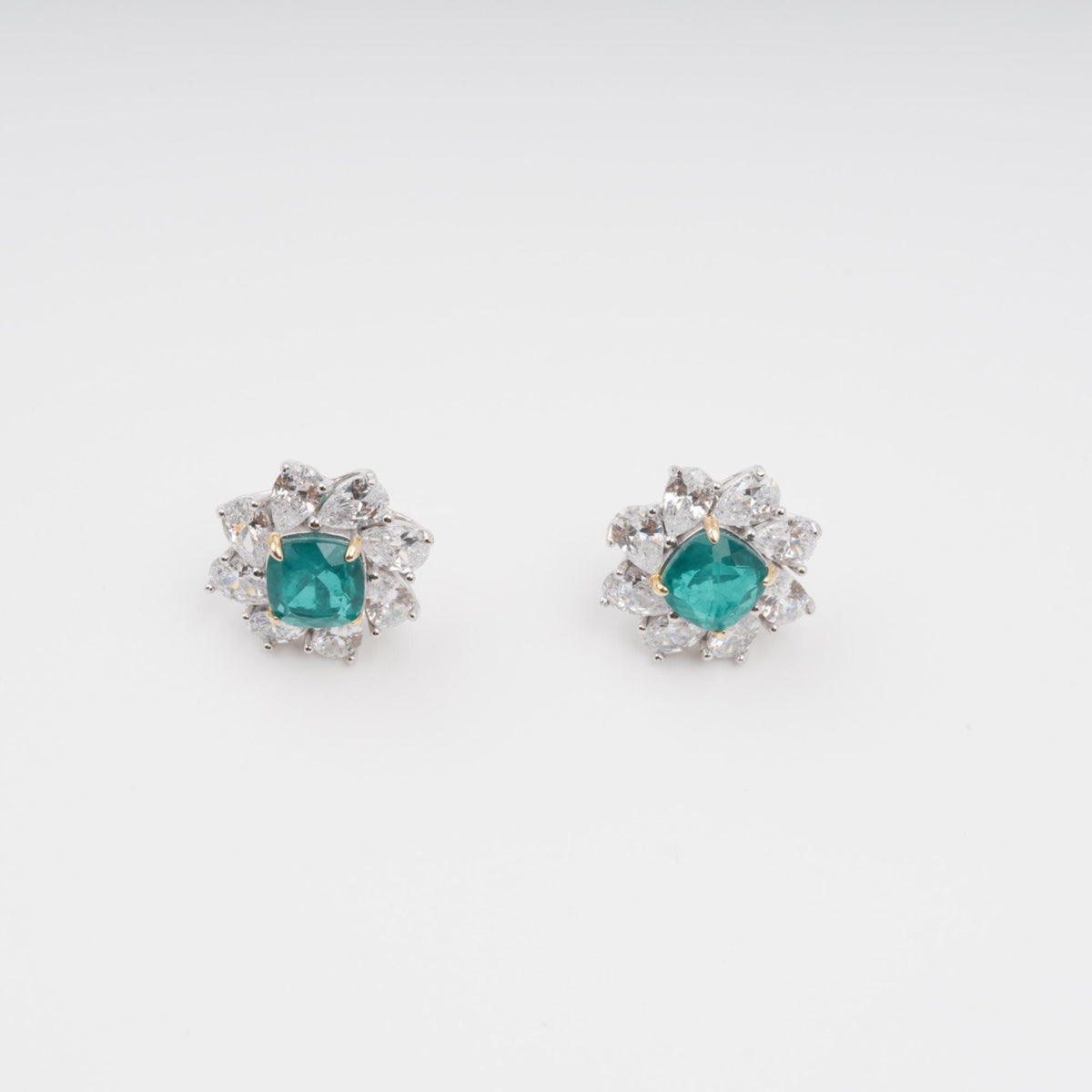 Erica Green Flower Shaped Gemstone Sterling Silver Earrings Flowering Girl
