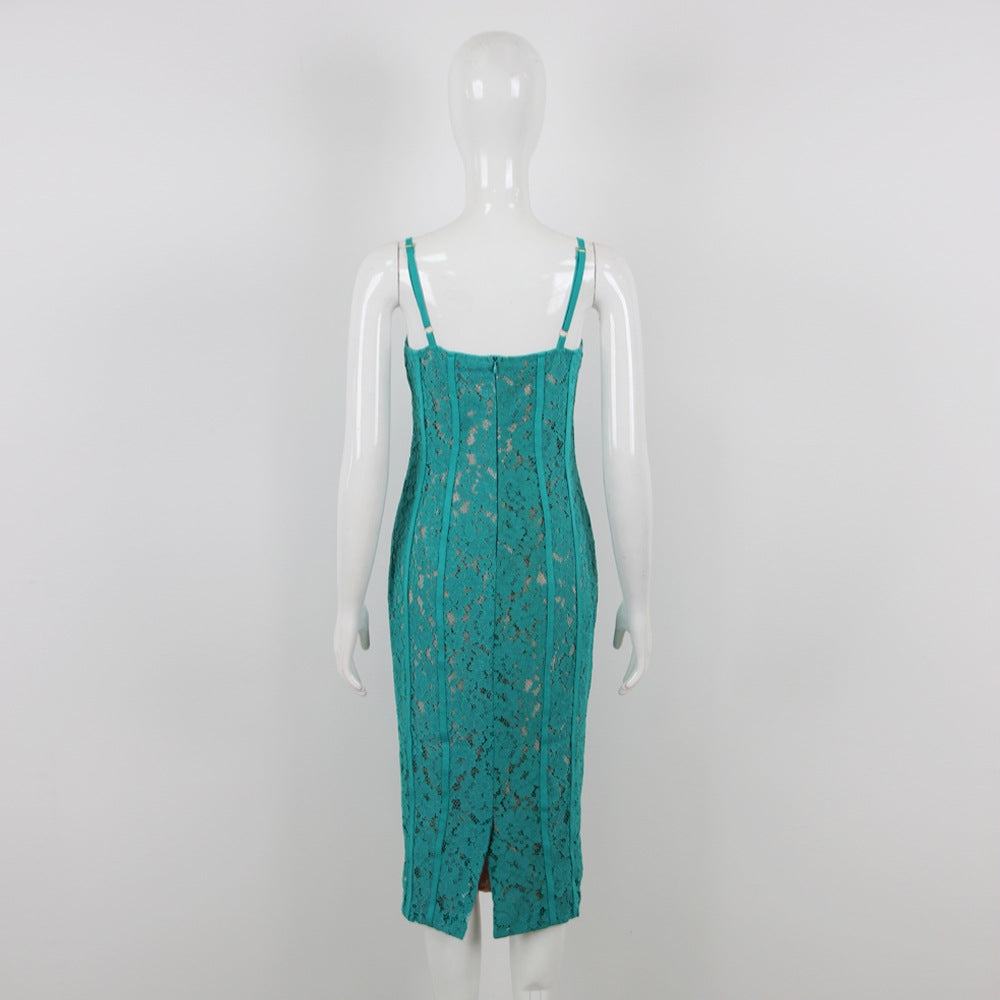 Strappy Lace Midi Dress Flowering Girl