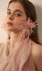Leia Pink Feather Beaded Earrings Flowering Girl