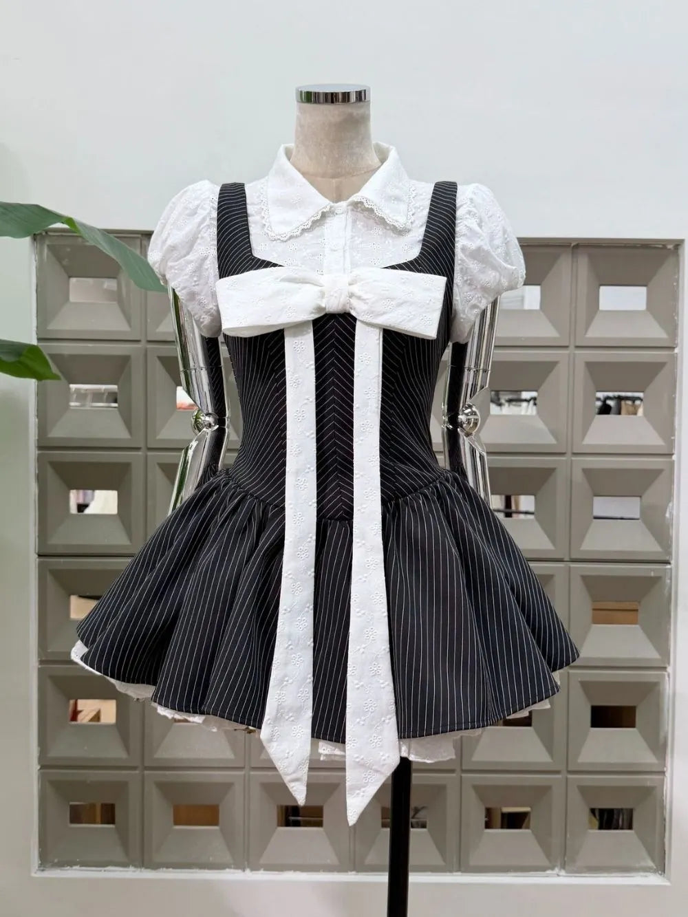 Mayme Puff Sleeve Bow Mini Dress Flowering Girl