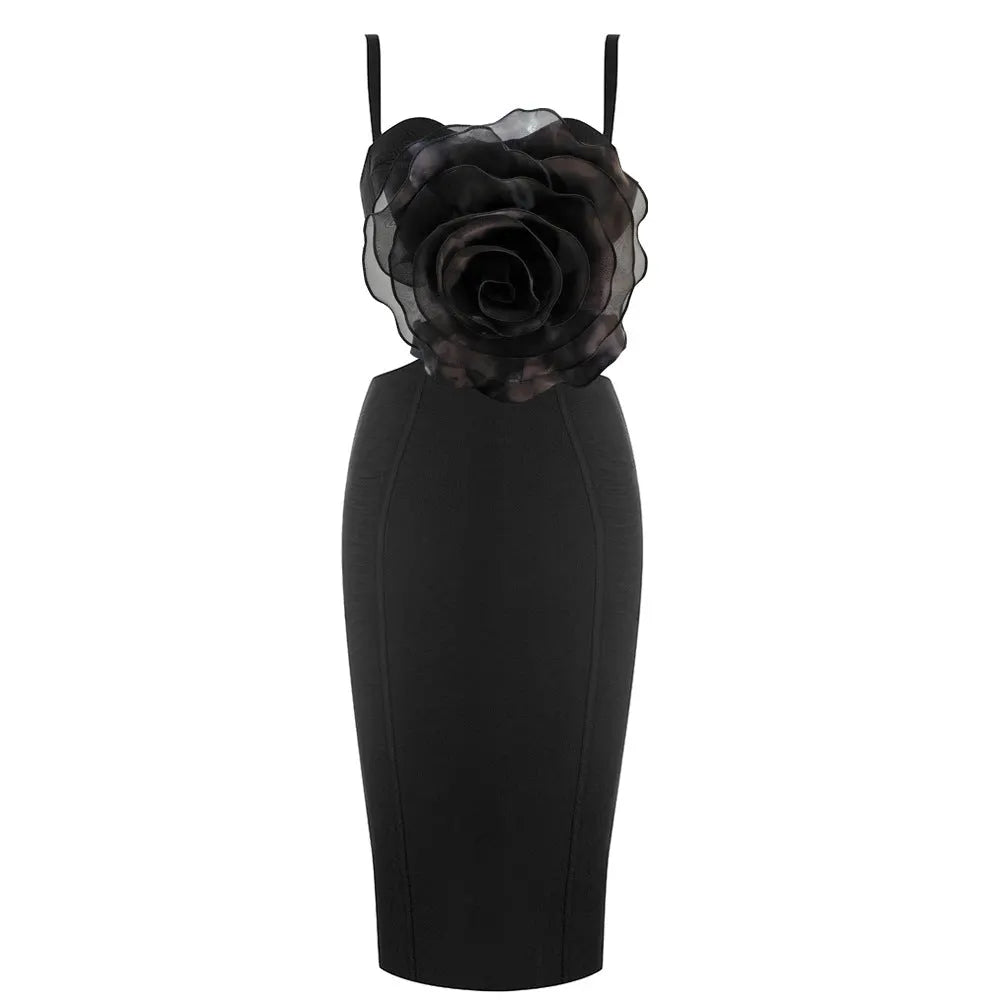 Jacey Mesh Flower Bandage Midi Dress Flowering Girl