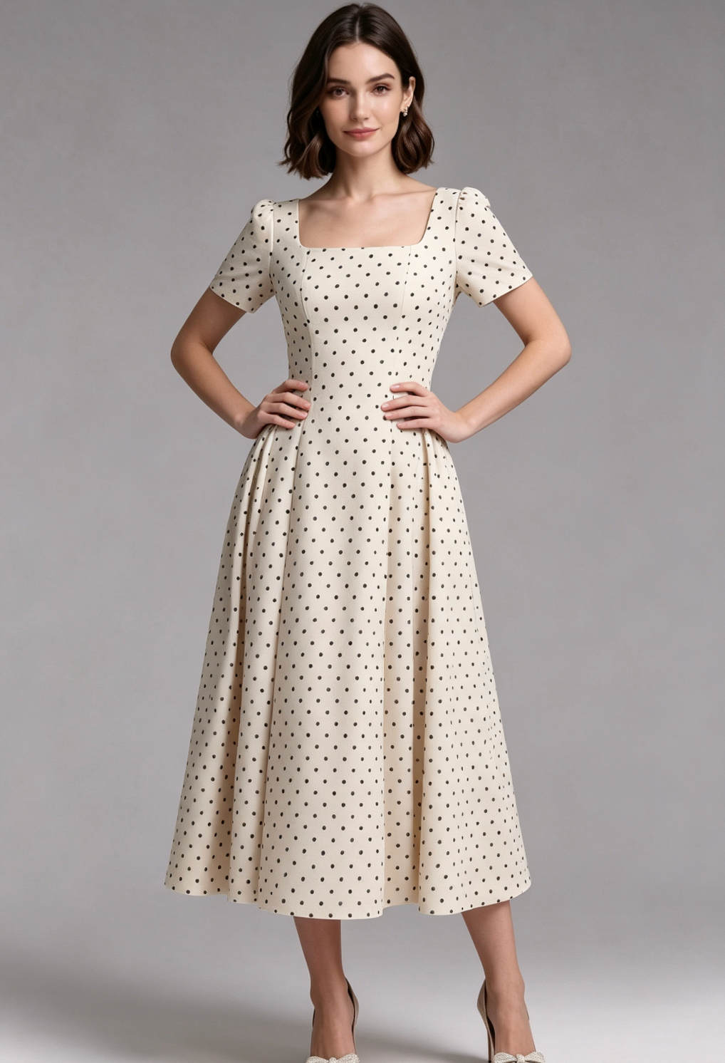 Cream Woven Cotton-Blend Fit-And-Flare Dress Flowering Girl