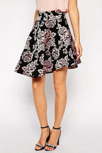 Jacquard High-Waisted Irregular Umbrella Skirt Flowering Girl