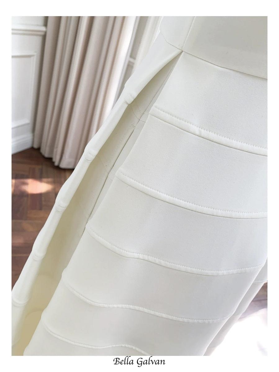 Sleeveless halter neck with diamond midi dress in white Flowering Girl