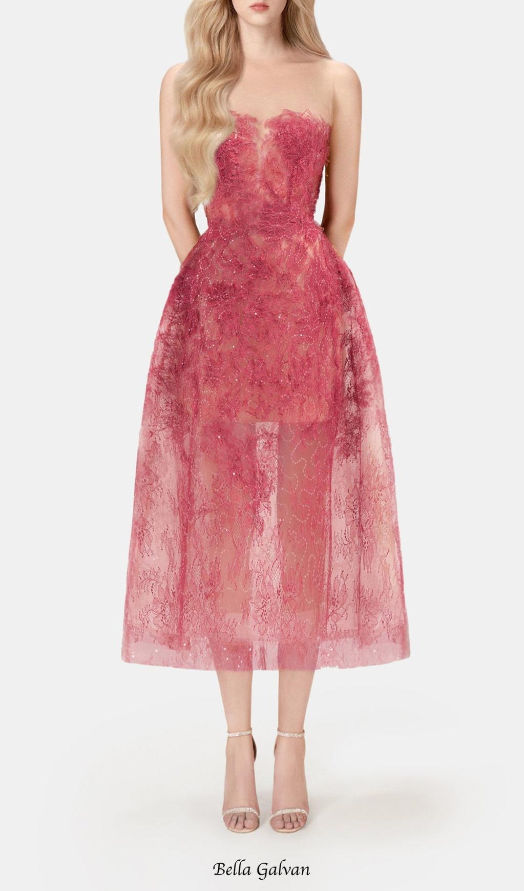RED FLORAL LACE EMBROIDER MIDI DRESS Flowering Girl