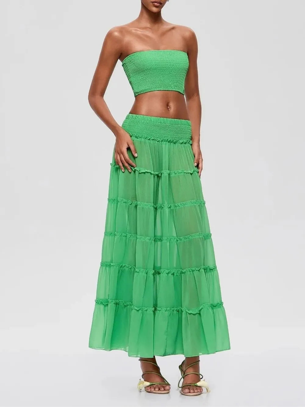 Fusca Strapless Tiered Skirt Set Flowering Girl