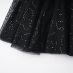 Black Sheer Lace High Neck Long Sleeve Tulle Mini Dress Flowering Girl