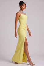 Yellow Beaded Neckline Maxi Dress Flowering Girl