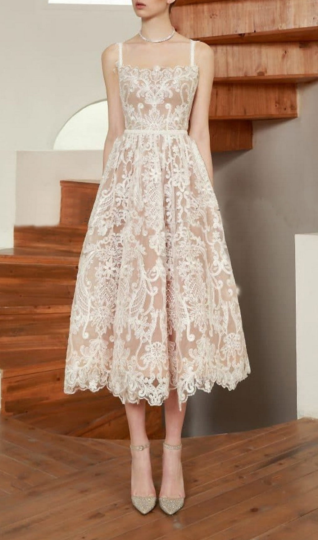 Anouck Lace Embroidery Midi Dress Flowering Girl