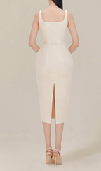 Alessandria Machine Embroidery Strap Hip Midi Dress Flowering Girl