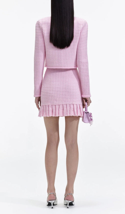 Arwen Pink Sequin Textured Knit Suit Flowering Girl