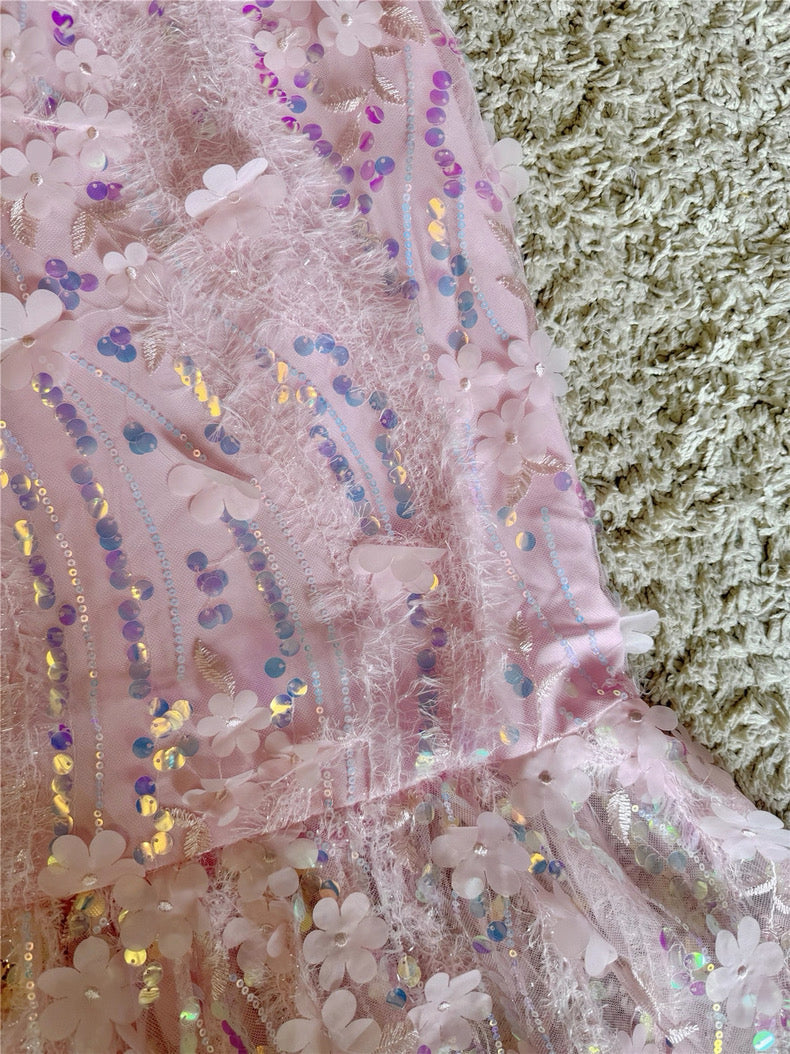 Girly Charms Strapless Midi Dress Pink Flowering Girl