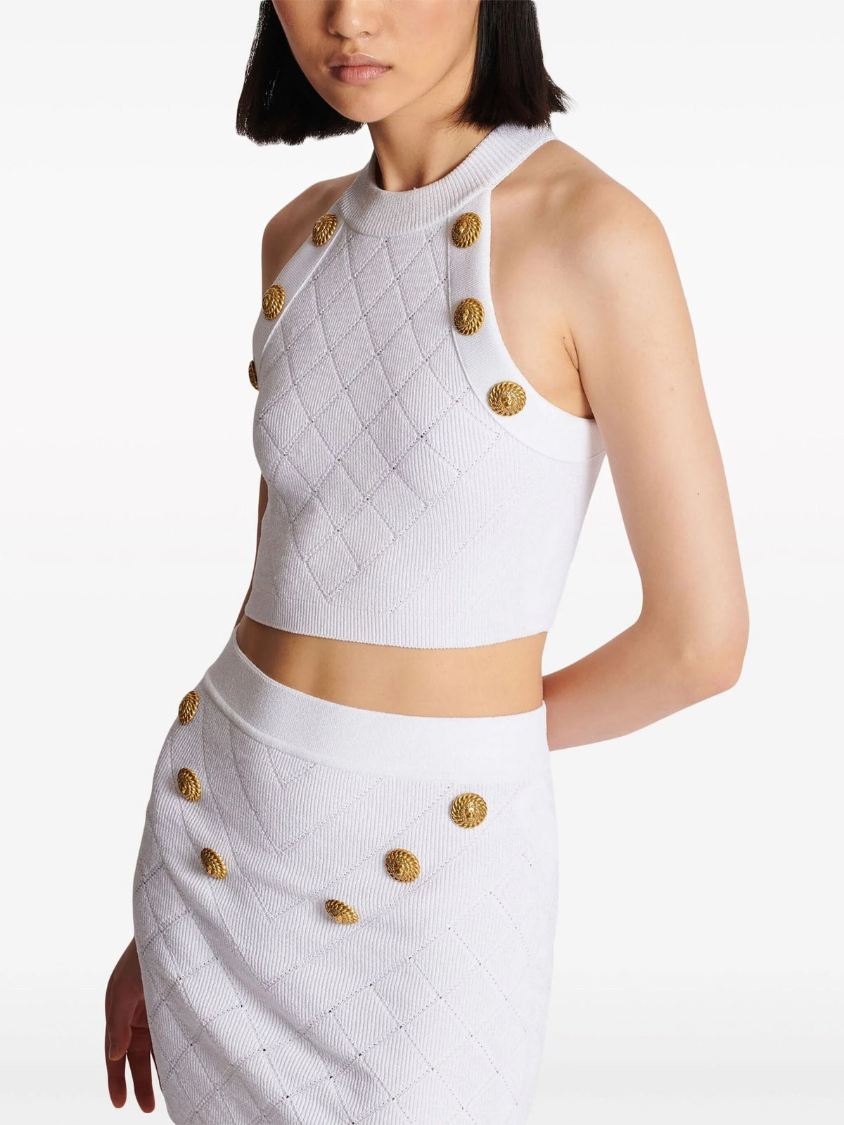 WHITE BUTTONED KNIT TOP Flowering Girl