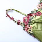 Floral Strap Satin Dress Flowering Girl