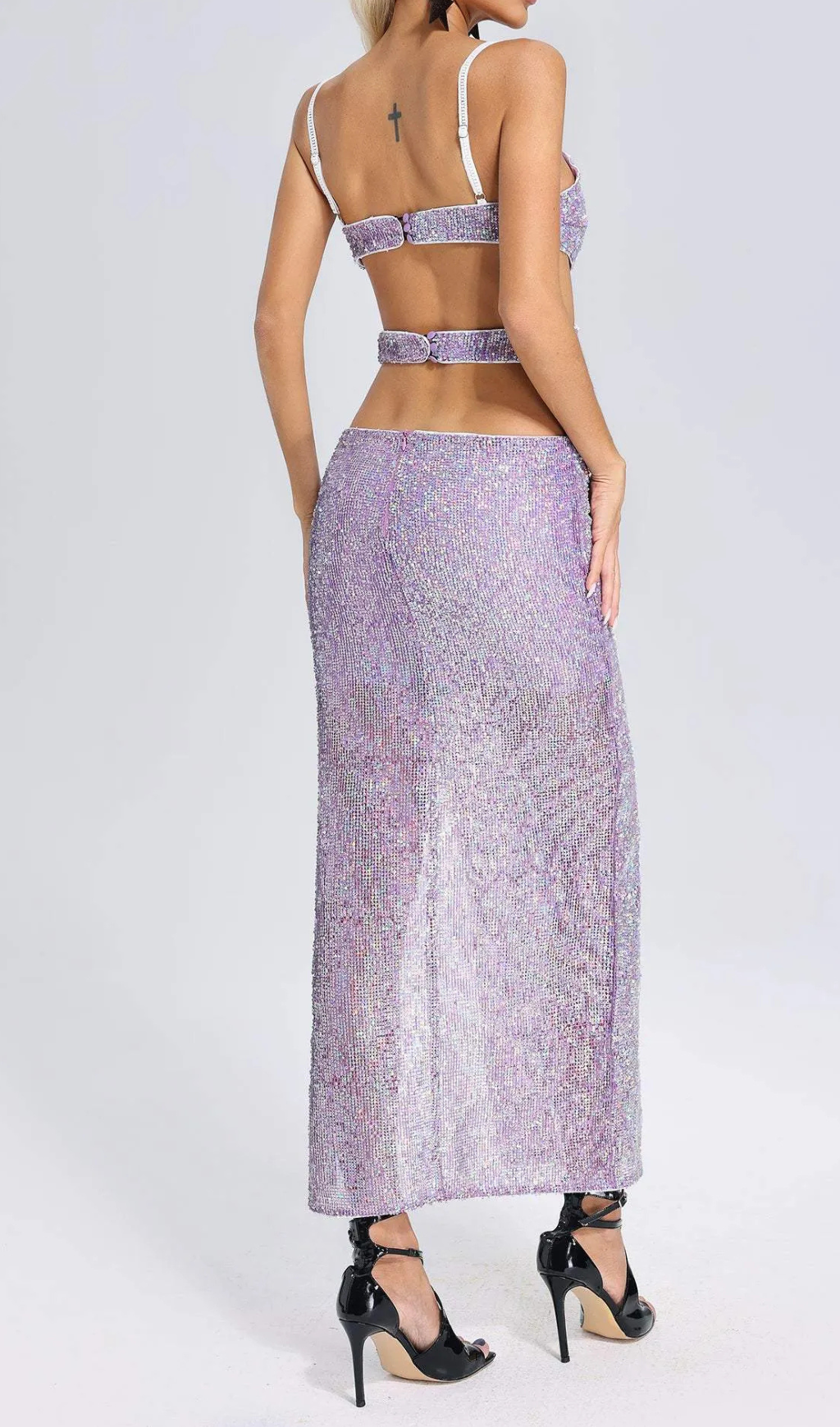 Cut Out Sequin Midi Dress Flowering Girl