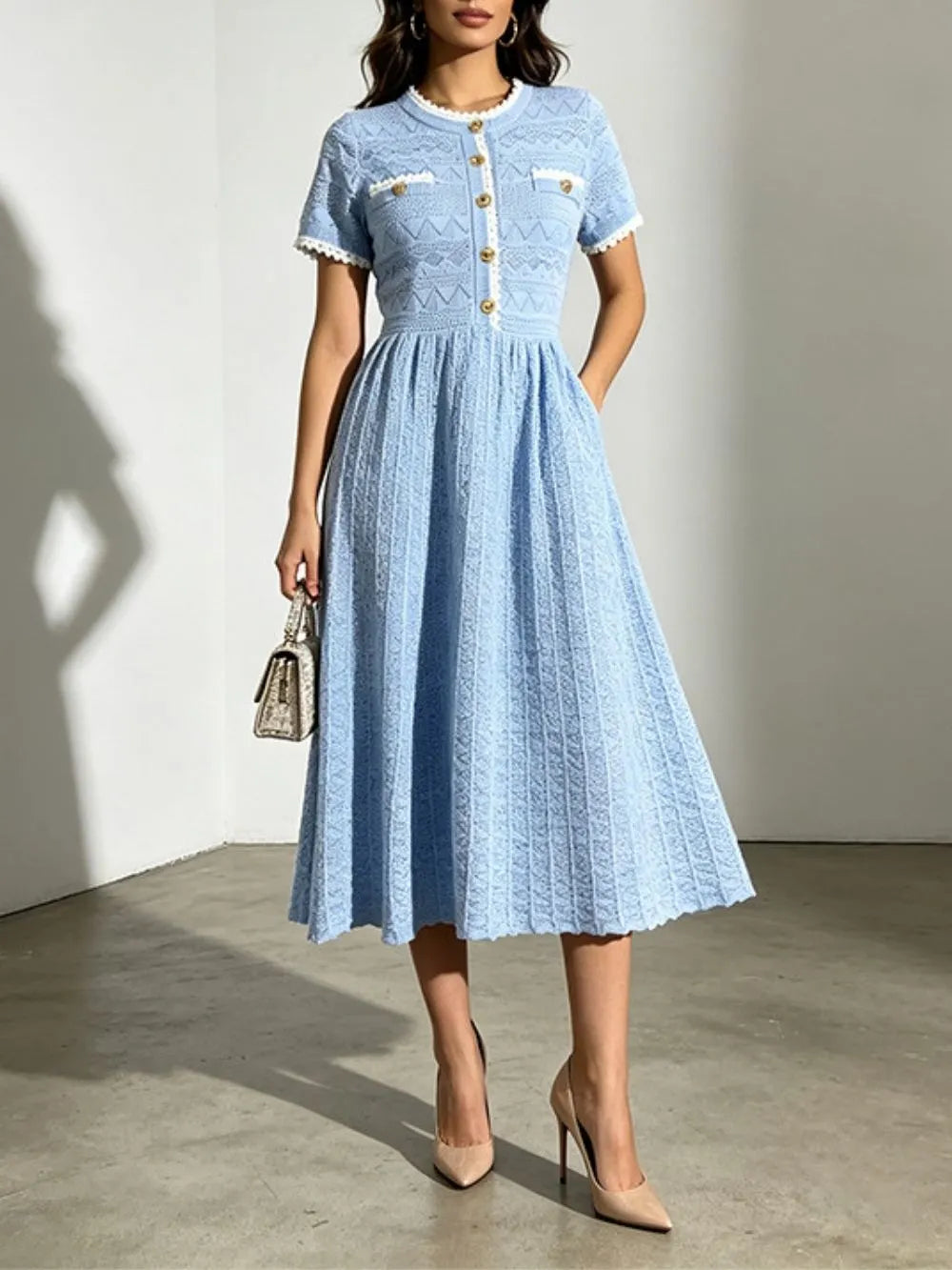 Macayle Knit Short Sleeve Midi Dress Flowering Girl