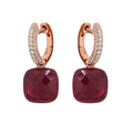 Aava Red Cushion Cut Gemstone Hoop Sterling Silver Earrings Flowering Girl