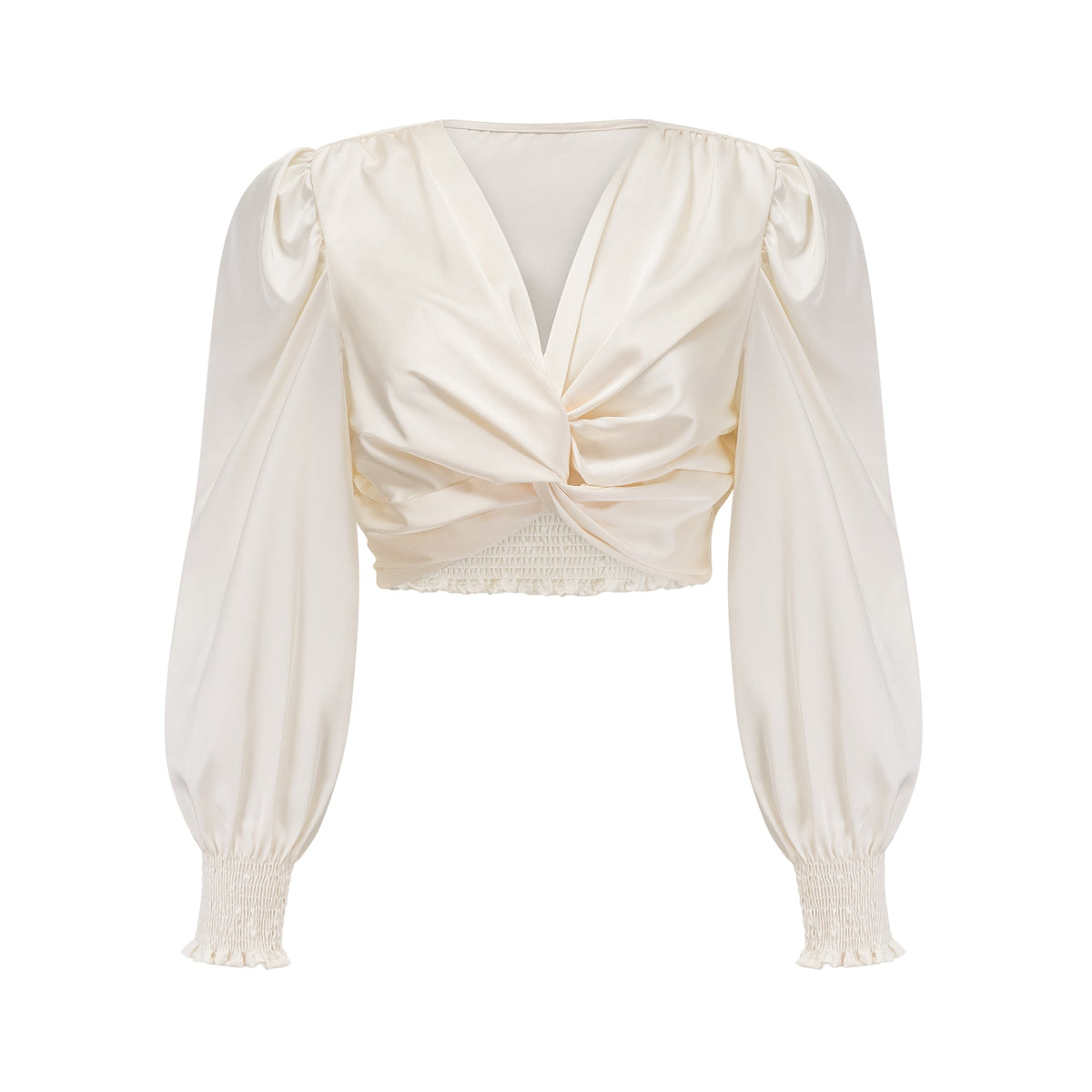 Nouria White Faux-Flower Twist Cropped Top Flowering Girl