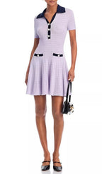 Lilac Pointelle Knit Mini Dress Flowering Girl