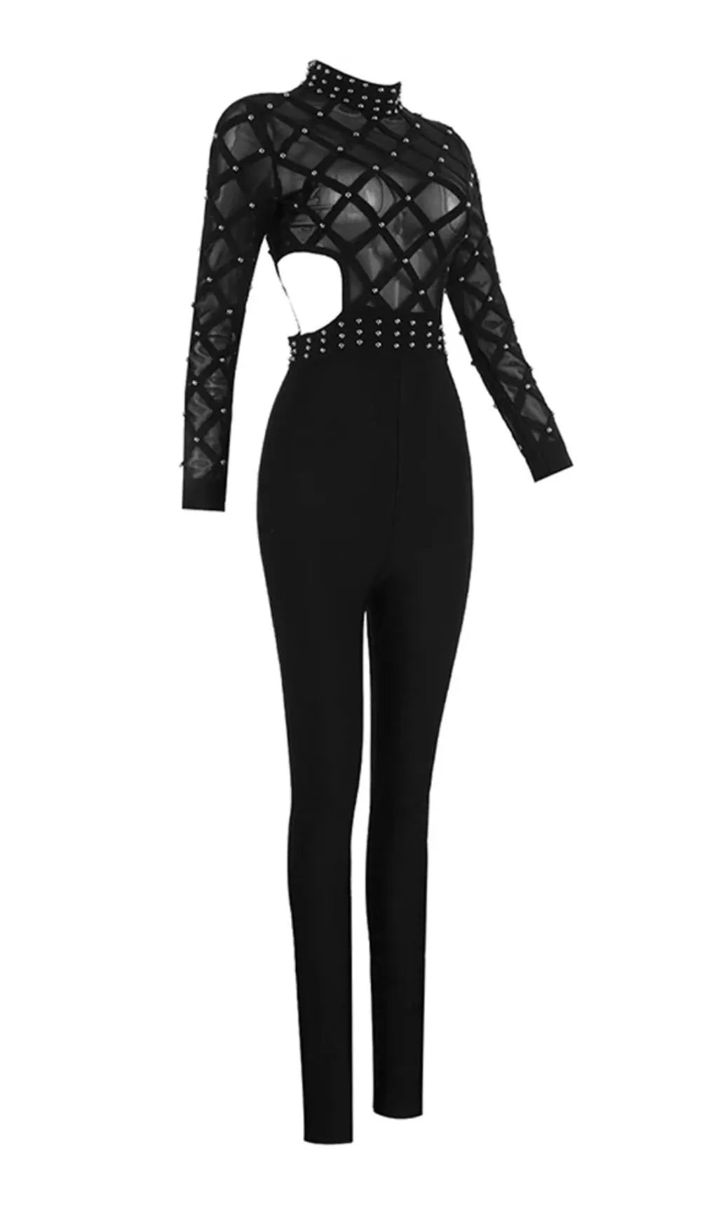 Ashwina Black Mesh Jumpsuit Flowering Girl